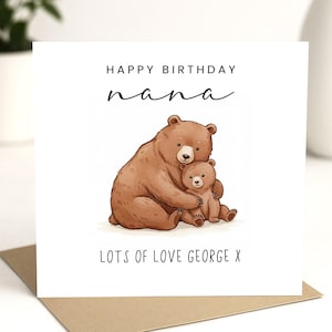 Carte d'anniversaire grand-mère de petits-enfants, joyeux anniversaire grand-mère, carte d'anniversaire ours pour grand-mère, carte d'anniversaire grand-mère, cadeau d'anniversaire de nounou pour elle