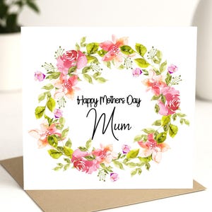 Carte de fête des mères fleurie / Carte pour maman / Carte pour mère / Carte de fête des mères fleurie, maman /