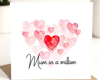 Mothers Day Card Mum in a Million Card for Mum / Card for Mum / Card for Mother / Birthday Card Mum /