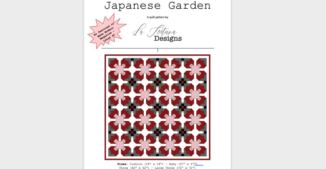 Japanese Garden Quilt Pattern A4 PDF Download Etsy