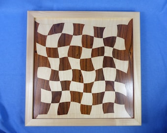 Original wooden chessboard, recto verso in marquetry