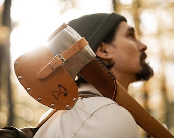 Jauregi Basque Axe - Handmade Artisanal Forged Carbon Steel Axes For Pruning, Felling Or Splitting | Craftsman Ax, with Sheath and Protector
