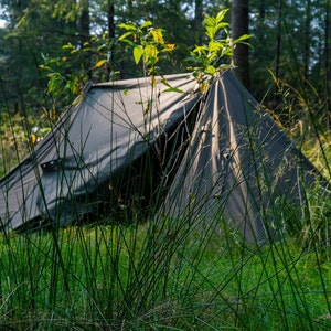 Polish Poncho Lavvu Extension - Upgrade the 1-2 people Shelter to a 4-5 people Luxury Canvas Tent - Extra vents for increased ventilation