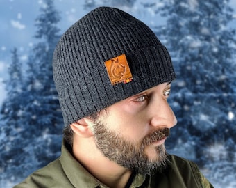 100% Extra-Fine Merino Wool Beanie - Knit by hand in Spain, an artisanal headwear for winter, bushcraft, camping or a special gift for all