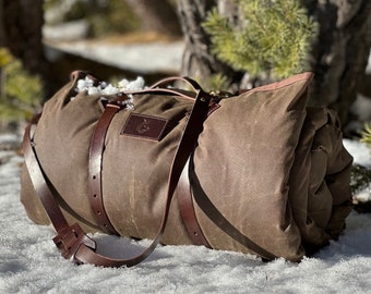 LEATHER CARRIER for Bedroll / Tarp / Blanket / Polish Lavvu , Bushcraft, Camping and Survival gear for the Outdoors