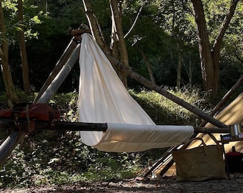 Robuster Bushcraft-Stativstuhl aus 100 % 8-Unzen-Baumwoll-Canvas – multifunktionaler und traditioneller, zuverlässiger Bodenbelag, Hängemattenstuhl oder Holzträger