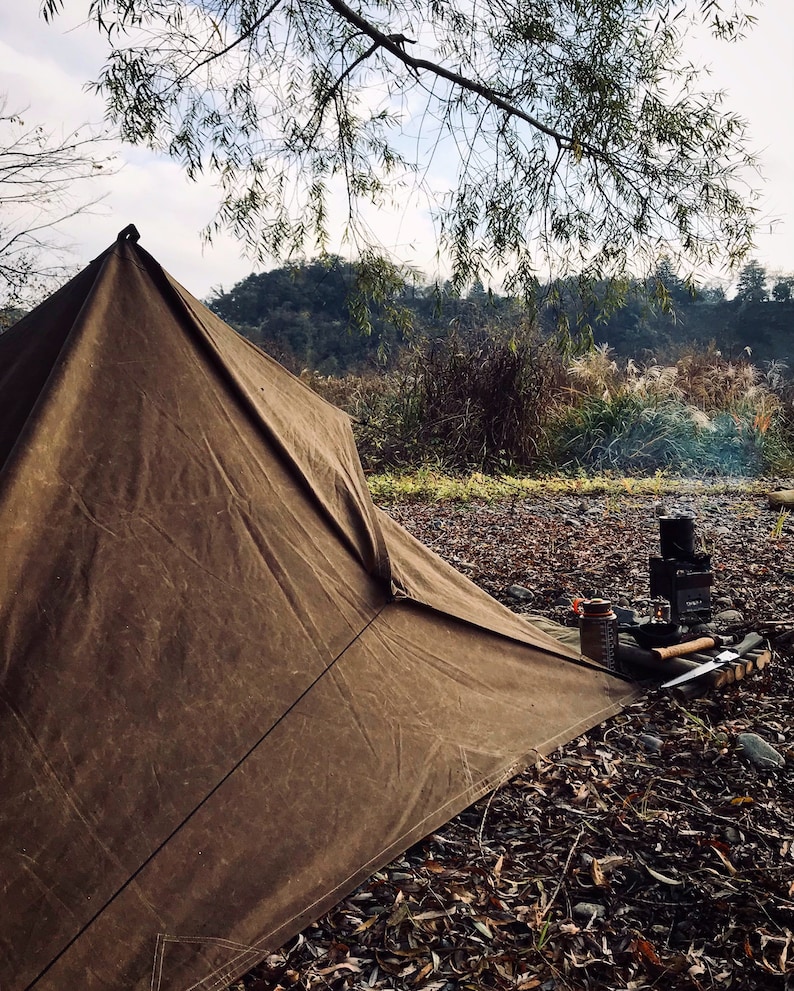 Artisanal Bushcraft Oilskin Tarp Handmade Waxed Cotton Etsy