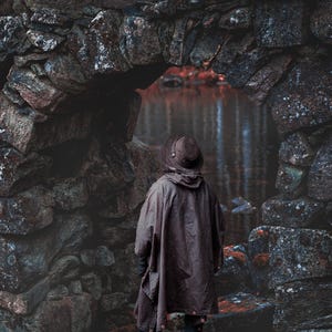 Oilskin Poncho Shelter - Perfect Poncho for Bushcraft and Outdoor Activities. A handy companion for rainy weather, hunting, hiking and LARP image 3