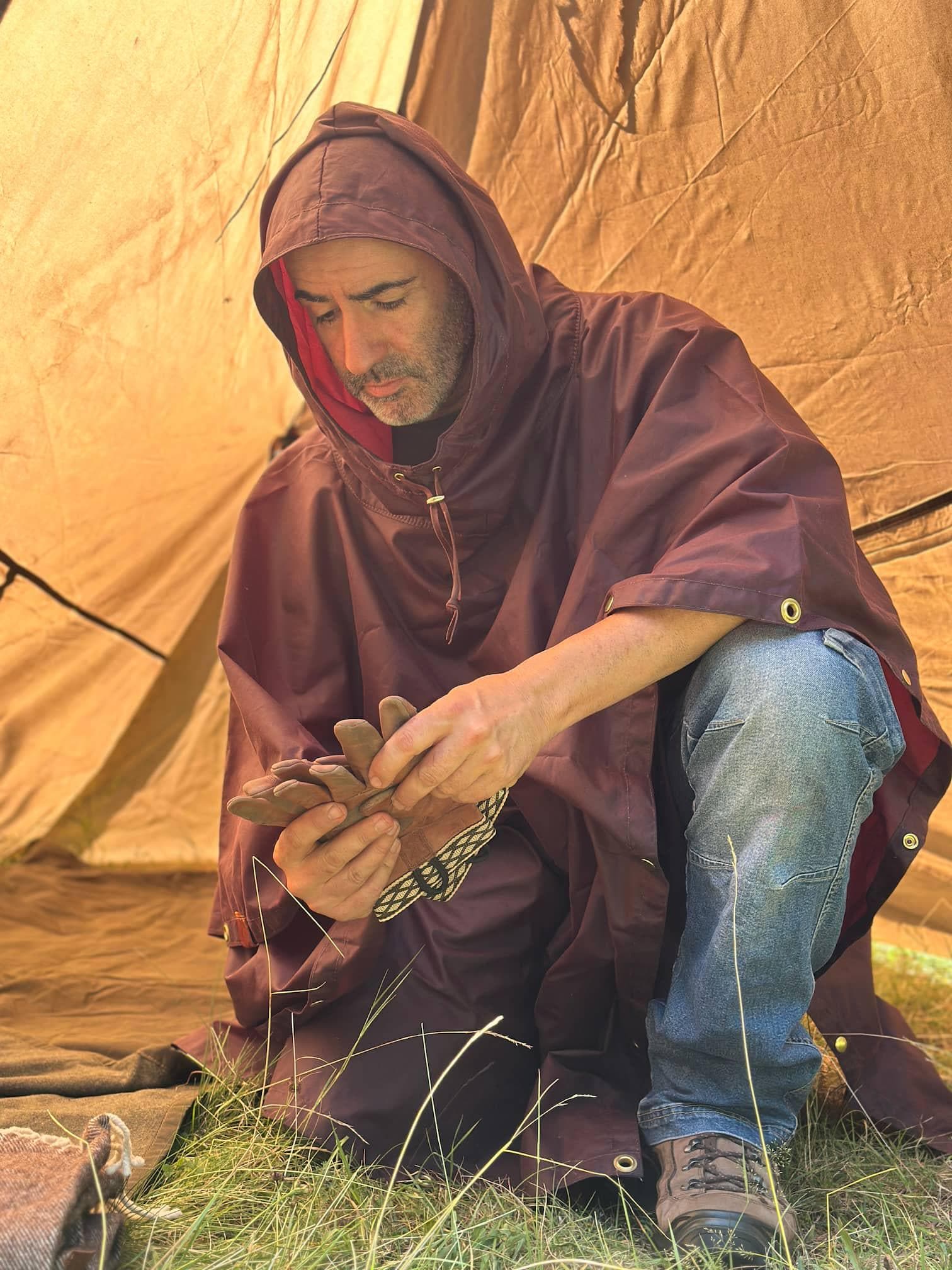 オイルスキンポンチョシェルター - ブッシュクラフトやアウトドア