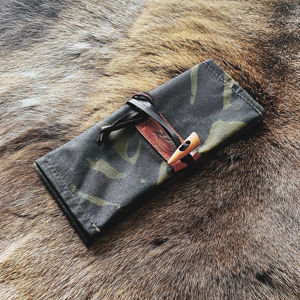 Oilskin Waxed Canvas Roll up Pouch for a Bushcraft Fire Kit Etsy