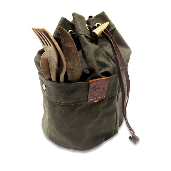 Oilskin / Waxed Canvas Handmade Bushcraft Bag for Cook Set / Camping Gear  and Outdoor Bushpot. Traditional & Classic, Fits Zebra Billy Can -   Israel