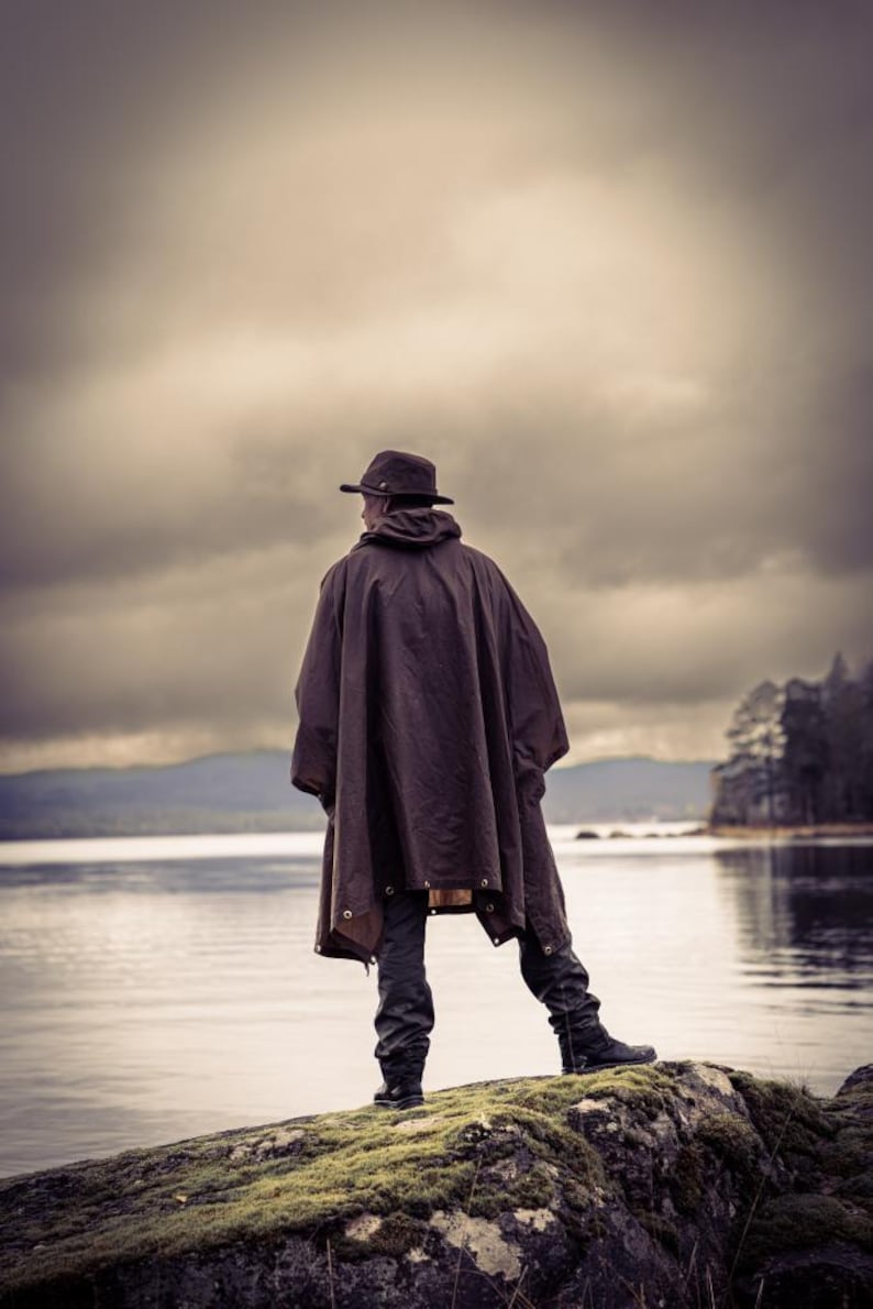 Oilskin Poncho Shelter - Perfect Poncho for Bushcraft and Outdoor Activities. A handy companion for rainy weather, hunting, hiking and LARP image 1