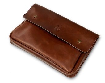 Portefeuille en cuir de qualité supérieure pour Bushcraft et bureau – Multiusage en cuir de vache de qualité supérieure pour ordinateur portable ou porte-documents | Grand cadeau traditionnel