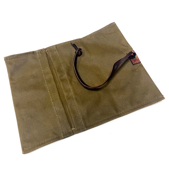 Oilskin Waxed Canvas Roll up Pouch for a Bushcraft Fire Kit, Pipe