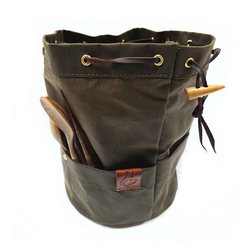 Oilskin / Waxed Canvas Handmade Bushcraft Bag for Cook Set / Camping Gear and Outdoor Bushpot. Traditional & Classic, fits Zebra Billy Can image 6