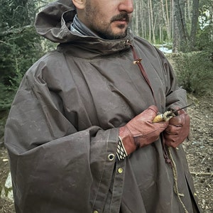 Oilskin Poncho Shelter Perfect Poncho for Bushcraft and Outdoor Activities. A handy companion for rainy weather, hunting, hiking and LARP image 10