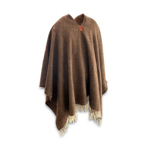 Premium 100% Merino Wool Poncho Loomed artisanally in Spain, a handmade garment for winter, bushcraft, camping or a special gift for all image 2