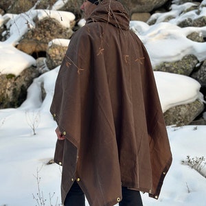 Oilskin Poncho Shelter Perfect Poncho for Bushcraft and Outdoor Activities. A handy companion for rainy weather, hunting, hiking and LARP image 4