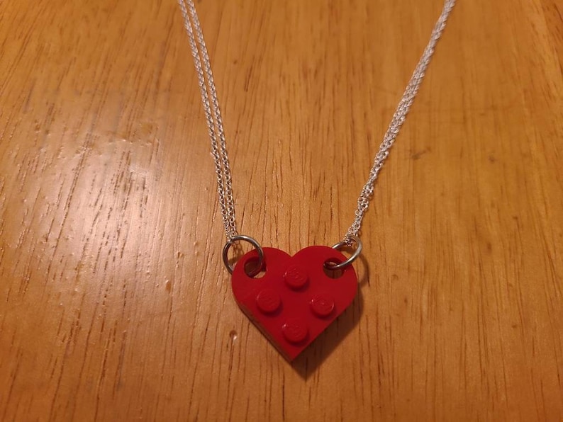 Lego heart couple necklace 18 inch chains Boyfriend | Etsy