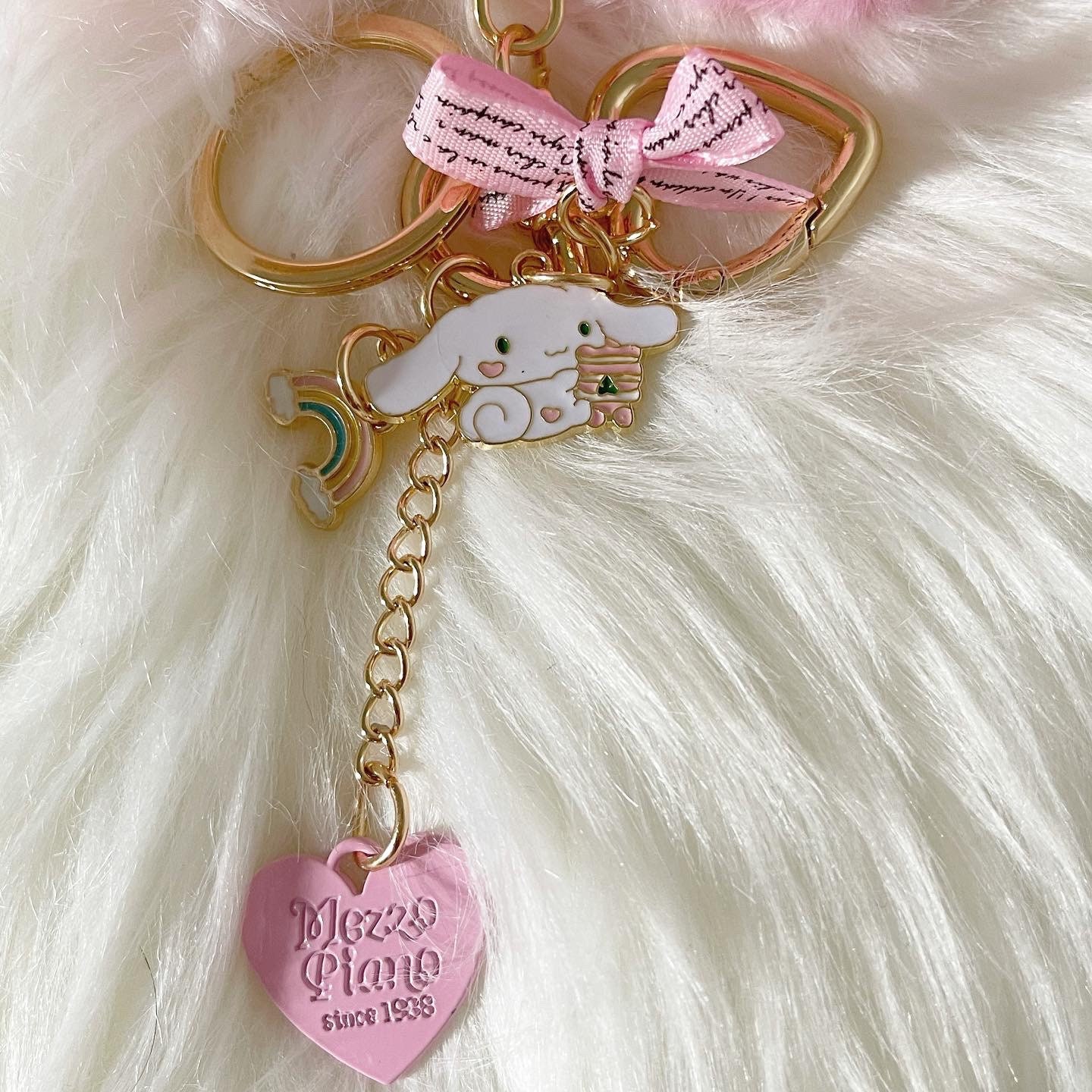 Cute Cinnamoroll Pink Heart Keychain Etsy