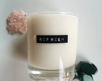 Refresh | Aloe Vera + Cucumber | Spa Day | Soothing | | Calming | Soy Candle | Highly Scented | Vegan Friendly | 200ml | Handmade
