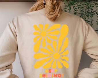 Pullover mit Rückendruck – „Keep Shining“, Rückendruck Sweatshirt, Unisex Motivationsshirt, Geschenk, positiver Botschaft, Backprint, Pulli