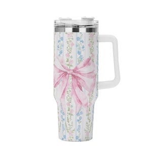 Coquette Floral Bow  40oz. Tumbler Pink by Christian Grace