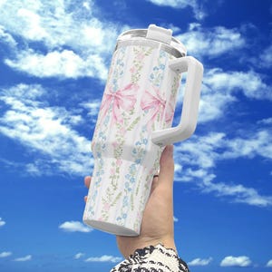Stainless Steel 40 OZ. Coquette Floral Bow Tumbler