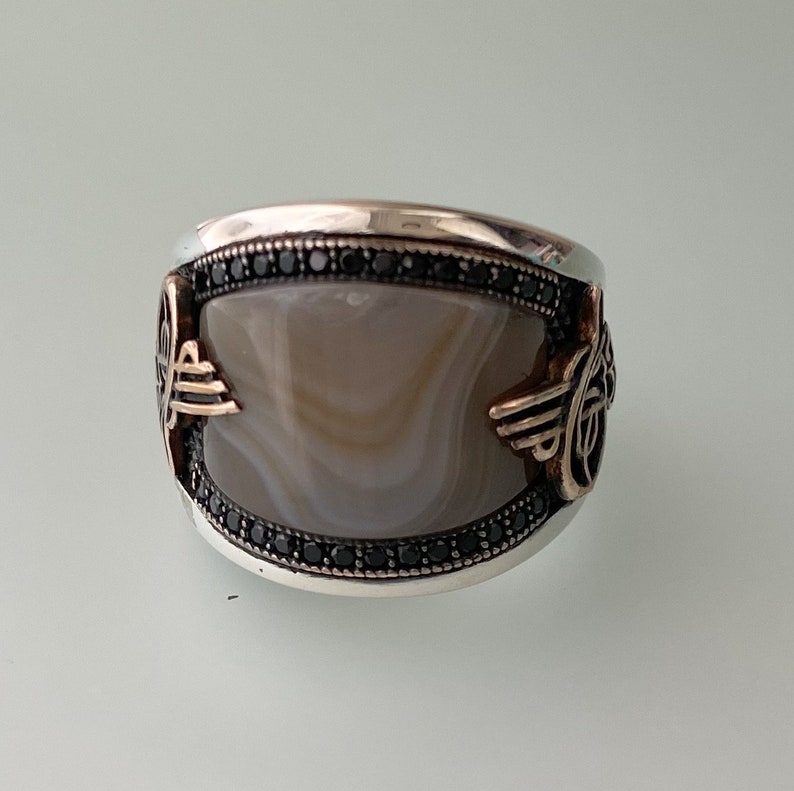 mens ring,silver mens ring,father/'s day gift for him,Silver agate Stone Men/'s Ring,gifts for her