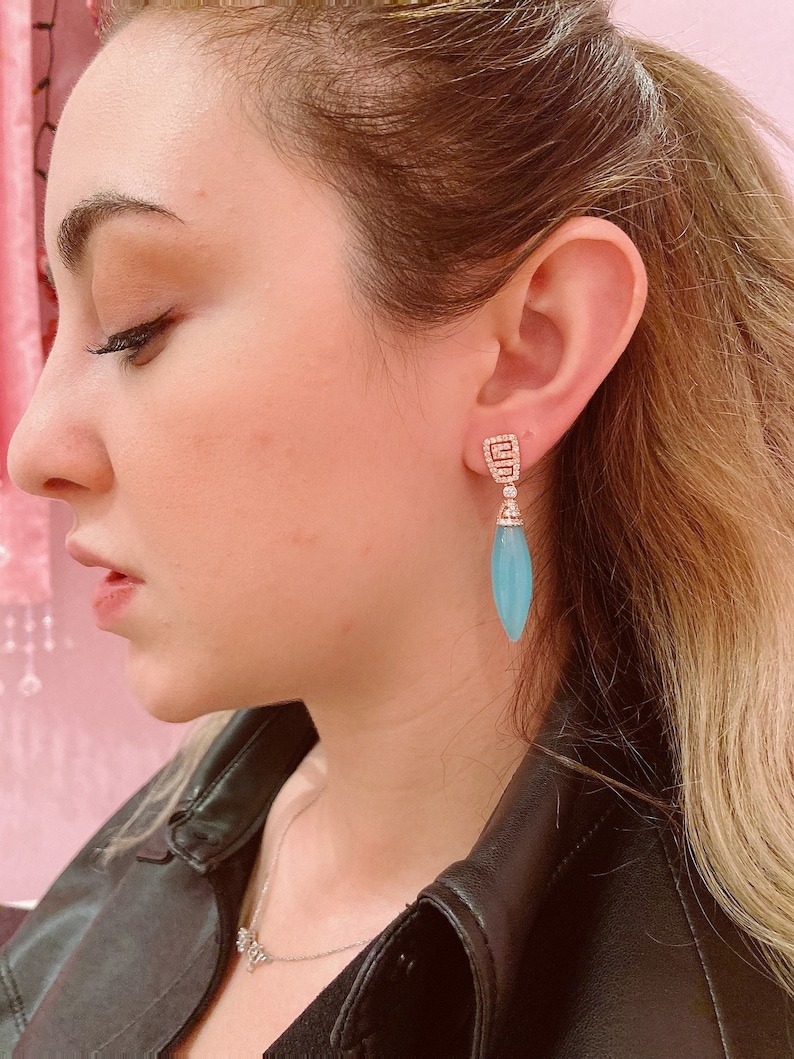 Filigree Sterling Silver Earrings Drop Earrings Silver Earrings aquamarine earrings simple Sterling Silver Earrings Jewelry Gift