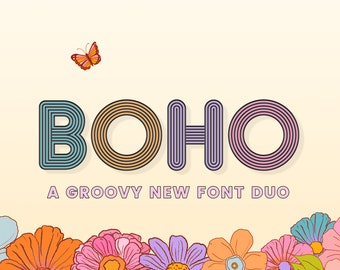 Boho Fonts, Retro Fonts, Groovy Fonts, 60s Font, Craft Fonts, Font for Crafters, Chunky Fonts, Fat Fonts, Silhouette Fonts, Procreate Fonts