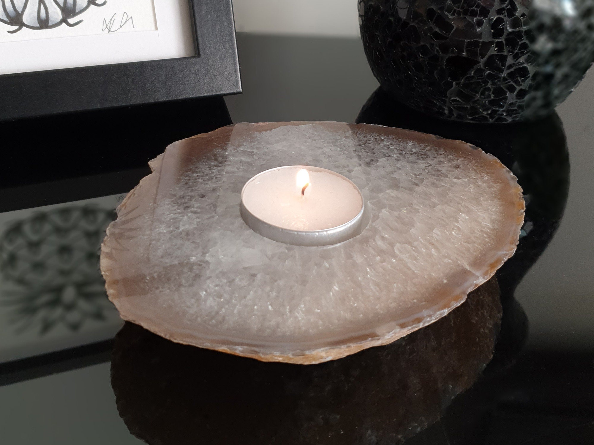 AGATE Slice Tealight Candle Holder Natural Agate Etsy