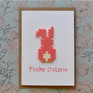 Grußkarte zur Ostern/ Hase/ Bügelperlen/