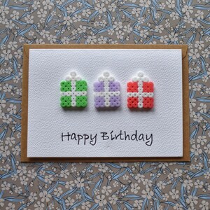 Geburtstagskarte Gifts/ Kinder/ Bügelperlen/ Geburtstag/ Geschenk/ Unikat