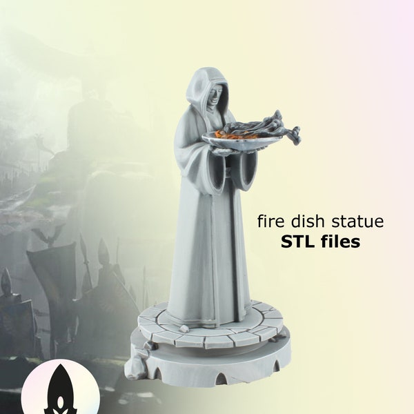 Fire dish statue wargaming terrain / Fantasy tabletop gaming STL-file