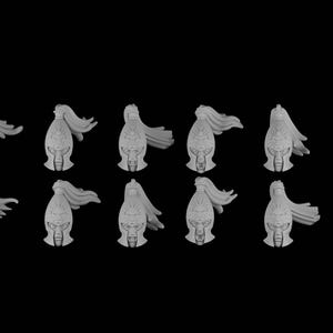 12 elf heads with lion design and plumes STL-files for 28mm miniatures / Fantasy tabletop gaming