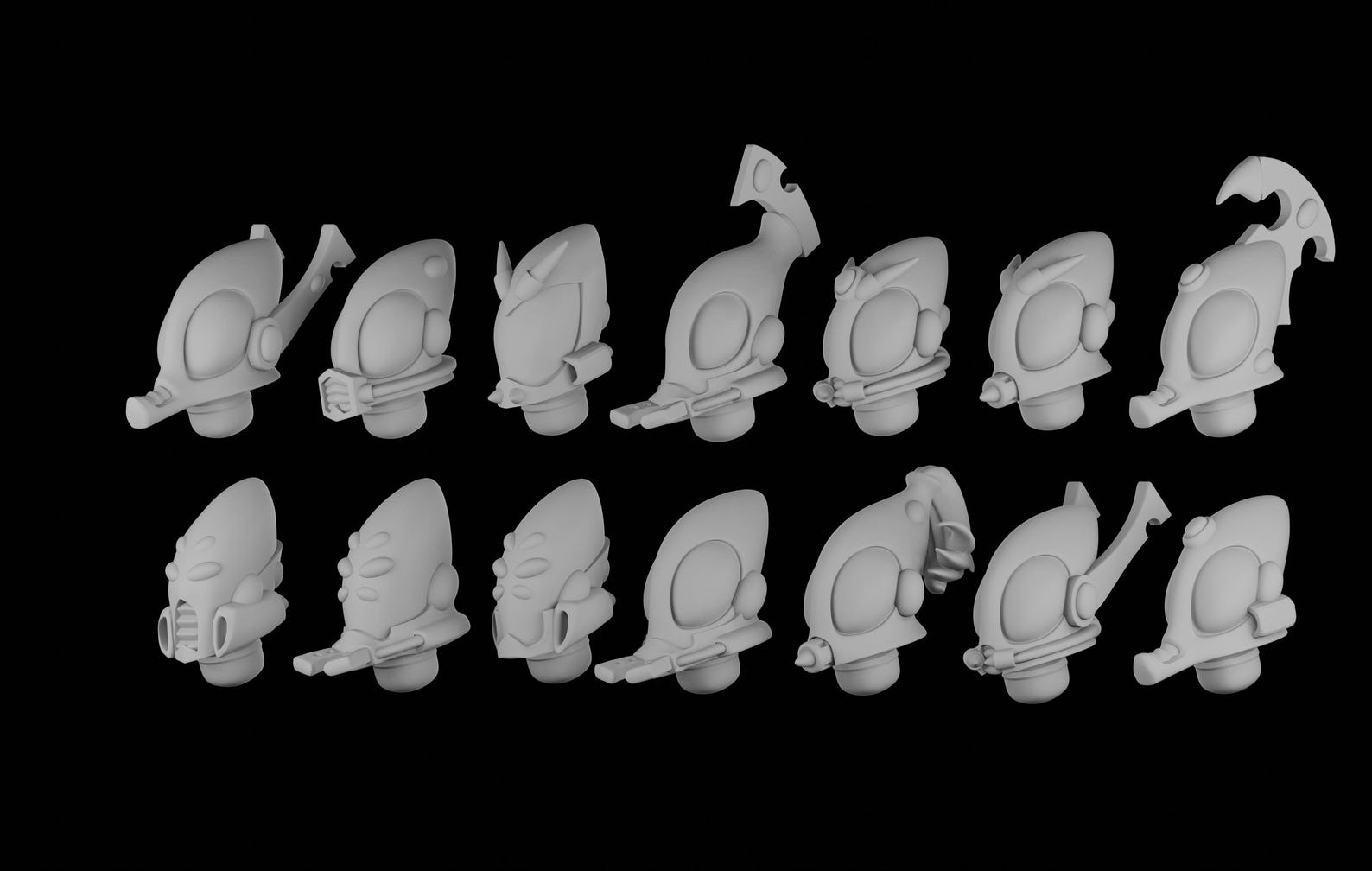 Elf Head Rotation 14 Space Elf 'insect' Heads 3d Print for 28mm Miniatures / Fantasy ...