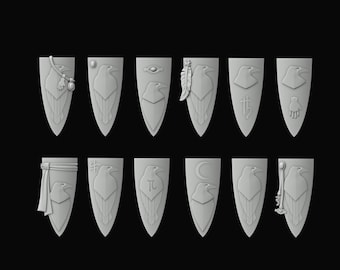 elf shields 'Raven' 3d print 28mm miniatures / Fantasy tabletop gaming