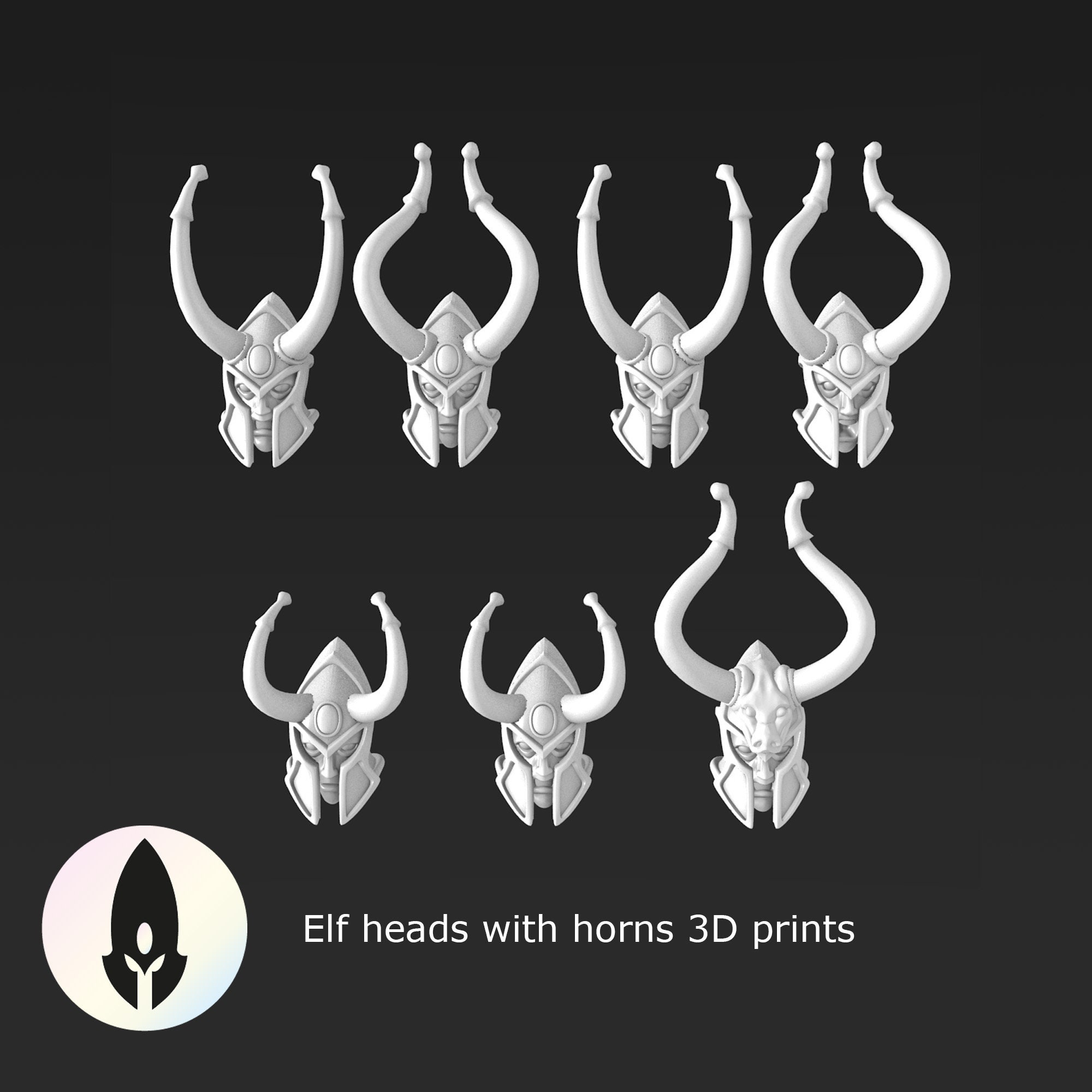 Elf Heads With Horns 28mm Miniatures / Wargaming Models Elf Heads With Horns 28mm Miniatures / Wargaming Models