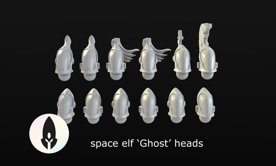 Elf Head Rotation Space Elf Heads Resin 3d Print 28mm Miniatures / Fantasy Tabletop ...