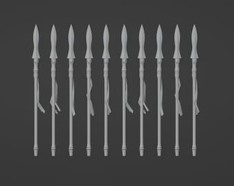 10 Elven spears for conversions wargaming model / Fantasy tabletop gaming  3D resin print