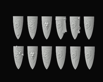 elf shields 'lion' 3d print 28mm miniatures / Fantasy tabletop gaming