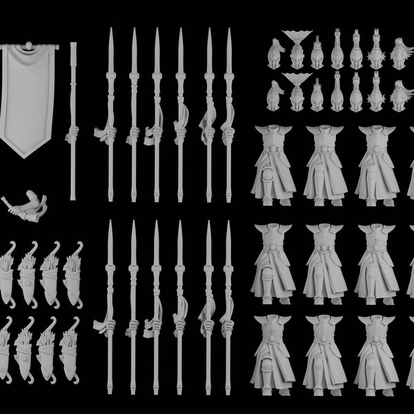 High Elf multipart seaguard wargaming models / Fantasy tabletop gaming  STL-files