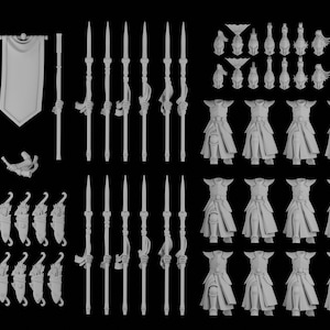multi-part coastal warriors with spear and bow&quiver unit (12) wargaming models / Fantasy tabletop gaming  3D resin print