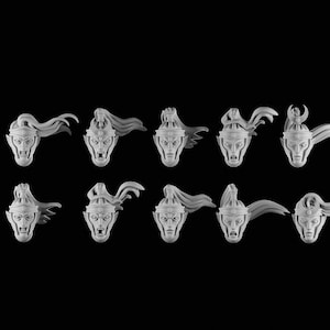 10 elf heads with visors STL-files for 28mm miniatures / Fantasy tabletop gaming