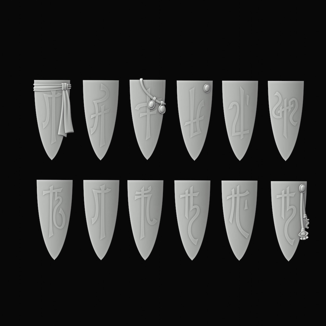 Elf Rune Cipher Elf Shields 'runes' 3d Print 28mm Miniatures / Fantasy Tabletop Gaming ...
