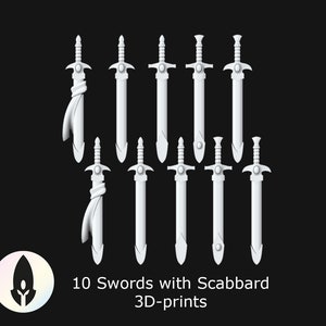 Elven Swords with scabbards for conversions wargaming model / Fantasy tabletop gaming  3D resin print
