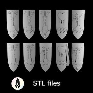 10 high elf shields evil sword design/ Fantasy tabletop gaming  STL-files