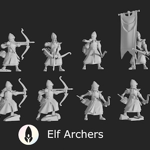 12 Elf archers unit wargaming model / Fantasy tabletop gaming  3D resin print