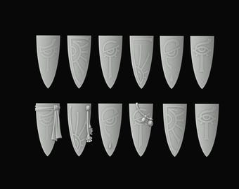 12 noble elf shields eye designs/ Fantasy tabletop gaming  STL-files